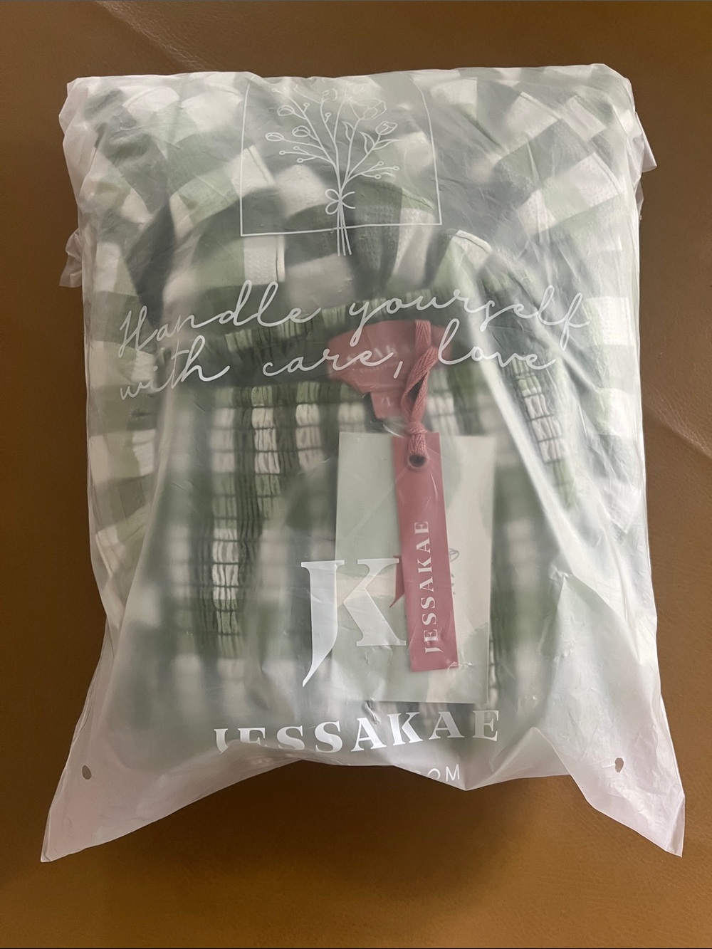 JessaKae Green and White Gingham Checkered Maxi Dress